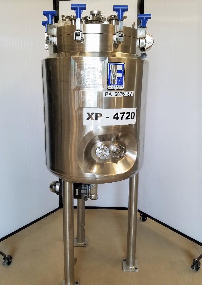 ***SOLD*** 200 Liter (52 gal) Sanitary 316L Stainless Steel Vacuum Vessel. Built by Feldmeier. Rated 50/FV @ 350/-20 DegF.  Approx. 24